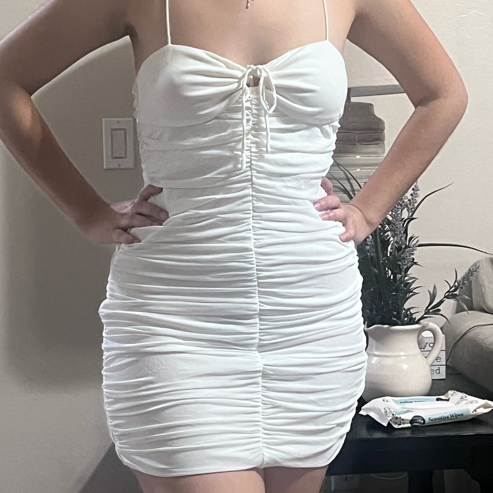 Princess Polly White Ruched Mini Dress